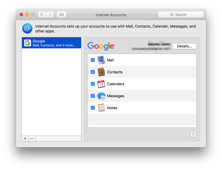 2. Add the Google account